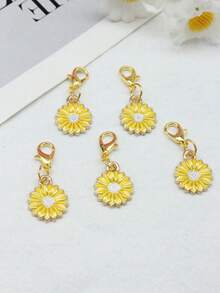 10Pcs Four‑Leaf Clover Fortune Keychain,Lucky Shamrock Charm Keyring.Perfect Gift For Graduation,Wedding,Various Ceremonies And Packaging Decorations. - Yellow Daisies - View 7
