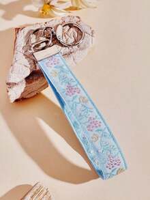 1 Keychain, Keyring, Bag Charm, Women's Gift, Double-Layer Ribbon Keychain, Woven Ribbon Keychain, Keychain Accessories, Wrist Strap Keychain, Printed Ribbon Keychain, Women's Car Keychain, Women's Bag Charm Keychain, Universal Keychain, Women's Fashion Keychain - Màu xanh nhạt - Xem 11