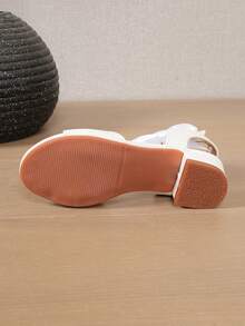 1 Pair Girls' Fashion High Heel Sandals, Suitable For Summer - White - View 3