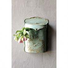 Creative Co-Op DA3571 Aqua Embossed Tin Letter Box - Verde - Ver 2