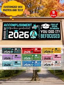 1pc Customize Photo Class Of 2026 Graduation Banner,Personalized "You Did It!" Graduation Season Banner,Graduation Party Decor 2026, Party Backdrop Large Banner For Class, Graduation Tapestry Backdrop, Class Of 2026 Photo Booth Backdrop,Graduation Season Gift For 2026 Graduate,Flags Custom,Graduation Party Supplies - Multicolor - View 1