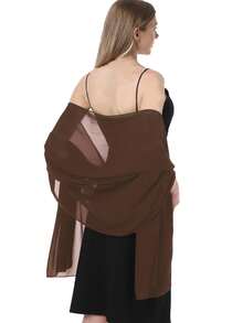 Chiffon Shawl Scarf Suitable For Bride Wedding Party Evening Dress And Special Occasion Attire - Brown - View 4