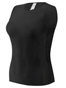Camiseta interior sin mangas de secado rápido para mujer, capa base para ciclismo, camiseta deportiva que absorbe la humedad, chalecos para correr - Negro - Ver 5