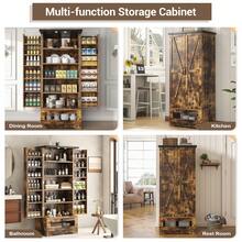 Pantry Cabinets With Adjustable Shelves And Drawer, Farmhouse Kitchen Pantry Storage Cabinet, Buffet Cupboards Sideboard For Kitchen, Dining Room, Living Room Use (Brown, 16" D X 24" W X 55" H) - màu nâu - Xem 8