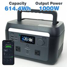 1000W/614.4Wh Portable Power Station - LiFePO4 Battery Power Generator, Super Fast Chaging Solar Generator, Emergency Power Source For Camping, Power Outage & Off-Grid, Home Emergency Backup, Outdoor Emergency Situations, UPS Function, Peak 1600W - Xem 1