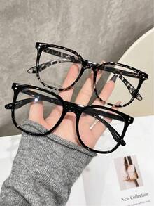 两副男女通用经典复古塑料框波西米亚风透明眼镜套装，时尚配饰 - 彩色 - 查看 3