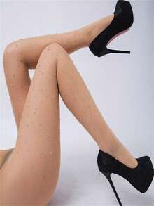 New Summer Women Sexy Ladies Rhinestone Glitter Tights Pantyhose Hard Yarn Elastic Shiny High Quality Thin Fishnet Stockings - Multicolor - View 2