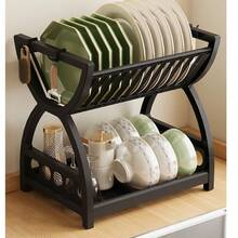 1 pieza Estante de cocina de plástico, Escurridor y organizador multifuncional de tazones y platos, Organizador de cubiertos de doble capa - Multicolor - Ver 7