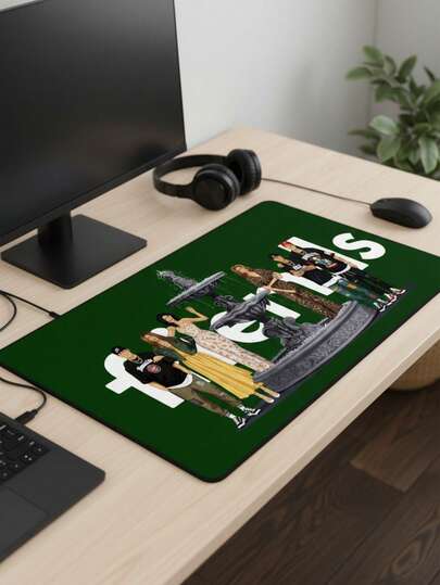 Extra Large Gaming Mouse Pad - Friends Streetwear Design, Green Background With Graffiti, Non-Slip Rubber Base, Smooth Surface, Suitable For Gaming, Office, Dorm Use, Compatible With Mouse And Trackball. A Great Gift For Gamers.
