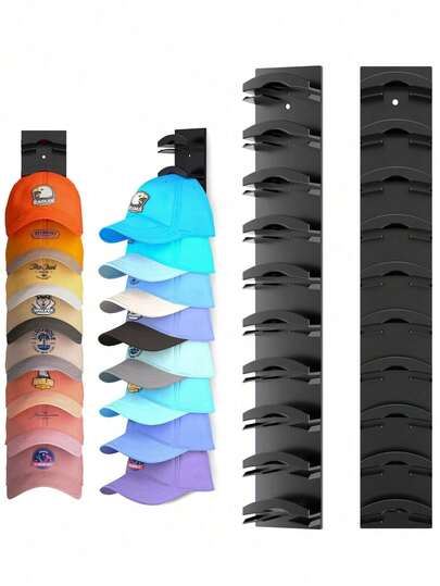 Giá treo mũ gắn tường 10 ngăn, thích hợp để cất giữ mũ ở hành lang, phòng trẻ em, tủ quần áo, v.v. Có keo dán chắc chắn, hoàn hảo để cất giữ mũ lưỡi trai.