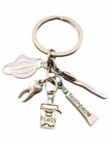 1pc Fashionable Toothpaste, Toothbrush, Keychain, Dental Keychain, Jewelry, Alloy Keychain, Versatile Bag Decoration, Phone Case Decoration, Suitable For Giving Friends As A Gift, Suitable For Giving Doctor Friends, Suitable For Backpack Decoration Gifts For Mother, Father, Graduation, And Teacher - Multicolor - View 10