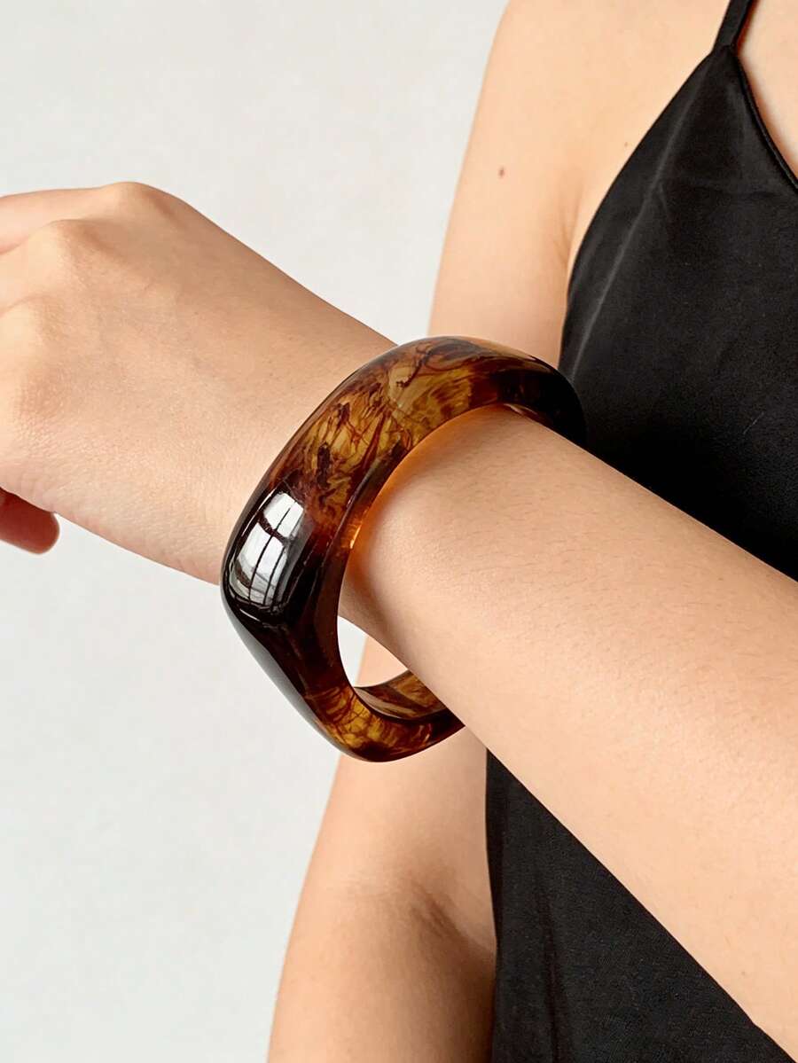 1pc Fashionable Exaggerated Bohemian Style Multicolor Resin Bracelet, Suitable For Women's Daily Matching - Multicolor - View 1