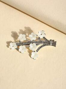 1/2pcs Women's Fashionable Elegant Crystal Flower Hair Clip - Silver - View 6