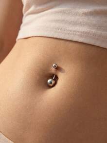 Đầu bi thay thế bằng thép không gỉ 316L dùng cho khuyên rốn, khuyên lông mày, khuyên tai, trang sức xỏ khuyên, phụ kiện khuyên dạng tạ, cỡ 14G 5mm, dành cho nữ và nam. - Bạc - Xem 3