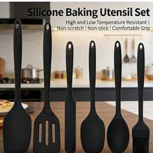 Bộ 6 dụng cụ làm bánh bằng silicon, thìa và cọ chịu nhiệt chống dính, dụng cụ nhà bếp dùng cho bánh ngọt, kem và nấu nướng. - Nhiều màu - Xem 4