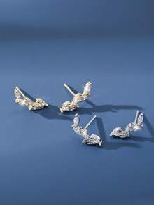 1 Pair S925 Sterling Silver Minimalist Geometric Stud Earrings, Niche Elegant Versatile Earrings For Daily Wear - Geometry 1 - View 5