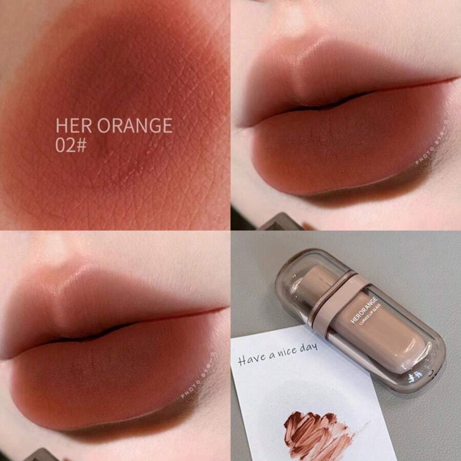 HERORANGE 冷棕色哑光唇釉，丝绒雾面妆效，持久显色，提亮日常裸妆