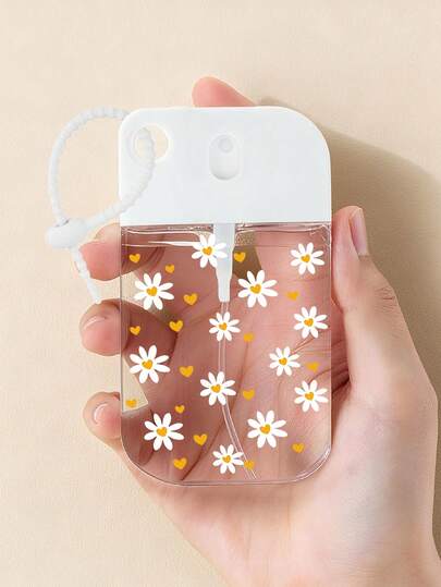 New Daisy Flower Pattern Transparent Refillable Travel Bottle, Available With Or Without Strap. Suitable For Perfume Spray, Makeup Remover, Lotion, Etc. Also Can Be Used For Nail Polish Remover, Toner And Makeup Remover. Reusable, Travel Essential, Perfect Travel Accessory, Holiday Gift, Christmas Gift, New Year Gift, Or Gift For Teachers, Friends And Family