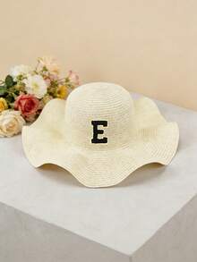 1顶26字母男女通用儿童/婴儿纯色草帽，防晒休闲帽，适合春、夏、秋季 - 白色 - 查看 9