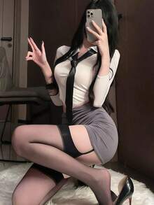 Bộ đồng phục nữ sinh ngọt ngào và cá tính, kiểu dáng ôm sát, thích hợp cho cosplay, nhập vai, lễ hội, tiệc tùng, biểu diễn, sân khấu - Bao gồm áo và váy mùa xuân. - Nhiều màu - Xem 4