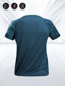 Camiseta transpirable de secado rápido para hombres | Tela de panal de abeja transpirable bidireccional | Camisa de manga corta multifuncional, adecuada para fitness, entrenamiento, negocios y uso casual | Resistente a las arrugas y antibacteriana para el verano - lago azul - Ver 3