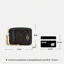 Coach Women's Coin Case Zip Card Case With Chain Wrist Strap Short Card Holder Mini Wallet In Signature Canvas,Purse Gift For Women Purse And Bags Women Bag CW883 - 黑色1 - 查看 5