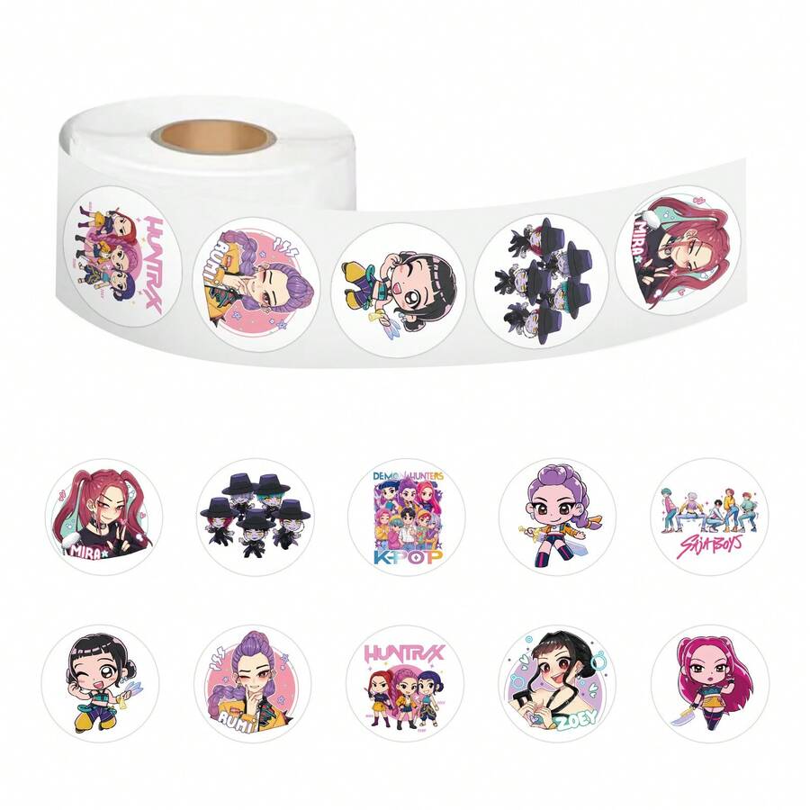 Hasbro Bộ 500 nhãn dán cuộn hình cô gái phù thủy K-Pop hoạt hình dùng cho sổ kế hoạch, sổ tay tự làm và nhãn niêm phong văn phòng phẩm. - Nhiều màu - Xem 1