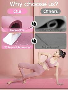 1pc 173*61*0.4cm EVA Yoga Mat Suitable For Beginners, Fitness, Dance, Pilates - Pink - View 6
