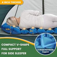 Cojín de dormir para camping ultraligero con almohada integrada almohadillas para orejas inflables para dormir compactas para viajes camping mochilero senderismo tienda de campaña de - Azul - Ver 3
