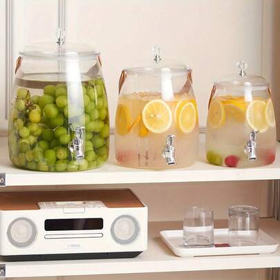 1pc Iced Beverage Bucket, Beverage Dispenser, Cold Water Kettle, Water Dispenser, Juice Bottle With Faucet, Household Beer, Juice And Lemonade Dispenser With Ice Cubes [Without Stand]