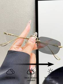 1副方形无框复古金属框小眼镜 - 彩色 - 查看 4