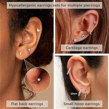 1件套不锈钢圆形立方氧化锆耳环套装，时尚首饰组合 - 彩色 - 查看 7