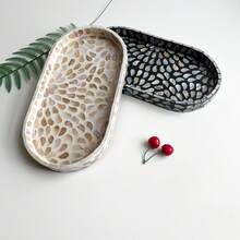 1pc Oval Shell Decorative Tray, 13.78 Inches Long X 7.09 Inches Wide X 1.18 Inches High, Desktop Decor & Small Jewelry Storage Organizer - 1PC - View 4