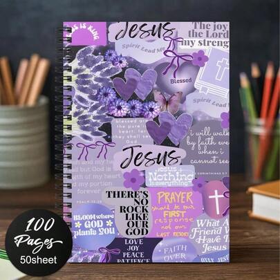 A Christian Bible Verse Spiral Notebook - An Inspirational Religious Diary Featuring Floral And Butterfly Designs, A Faith-Based Purple Themed Journal Suitable For Women, Perfect For Daily Planning And Gifts, Christian Gifts, Motivational Notebook