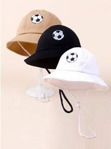 1/3件装幼儿/儿童足球印花宽檐遮阳帽，婴儿/儿童户外防晒渔夫帽，夏季 - 1PC - 查看 8