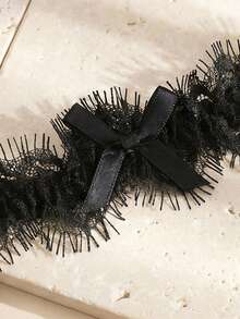 European And American New Sexy Black Lace Elastic Thigh Garter, Bridal Dark Style Accessory - Black - View 3