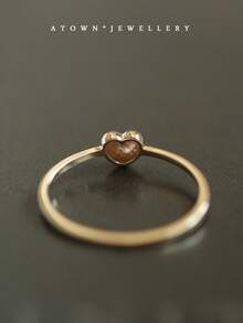 1pc S925 Sterling Silver Minimalist Sweet Heart Ring, Unique Personalized Layered Wear Suitable For Daily Casual And Work Occasions - Love - View 4