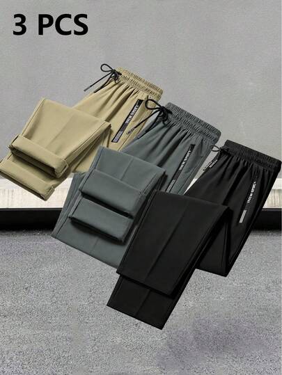 3pcs/Set Summer Lightweight Breathable Stretchy Sports Pants