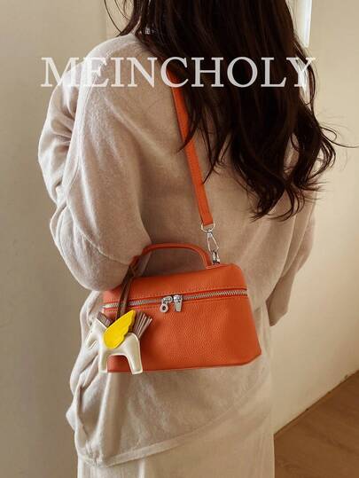 Spring New Solid Color PU Leather Large Capacity Fashionable Versatile Tote Bag With Adjustable Shoulder Strap For Women