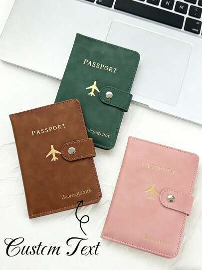 Custom-Printed Name Passport Holder With A Stylish Clasp; Customizable With Gold Initials; Textured Suede Passport Cover; Custom Travel Accessory; Elegant Handcrafted Id Card; Stylish Travel Gift; Birthday/Bridesmaid Gift; Gift For Friends; Portable, Multifunctional, Versatile, Large Capacity, Practical; Suitable For High School Students, University Students, Freshmen