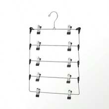 Layer Multi-Functional Metal Hanger Storage Skirt Clips Pants Clips White Clips - Silver - View 5