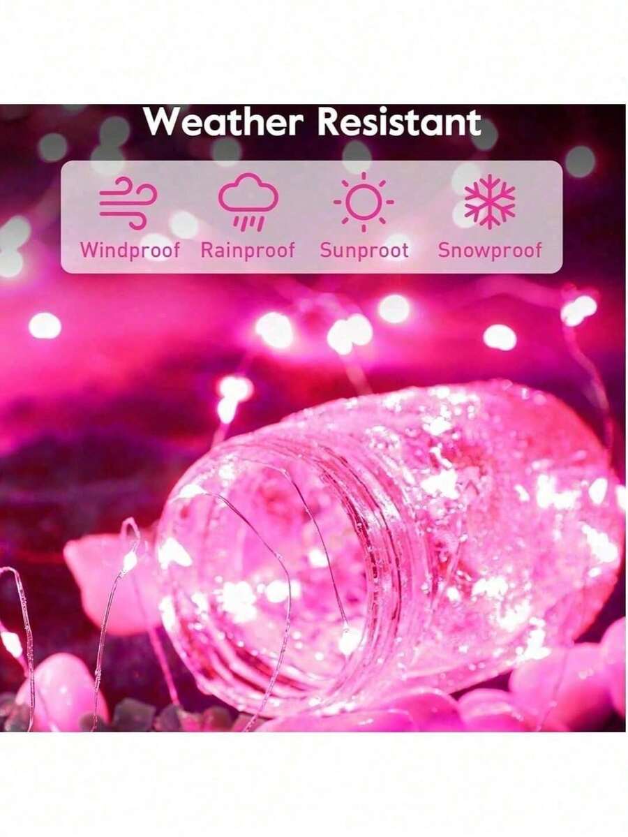 200 LED Fairy Lights 66 FT Warm White USB Waterproof Christmas String Lights With Remote Timer 8 Modes Copper Wire For Indoor Outdoor Party Tree Wedding Decorations - 粉紅色的光 - 查看 1