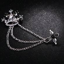 British Style Crown Cross Tassel Brooch, Vintage Lapel Pin For Women And Men - Cross - View 5
