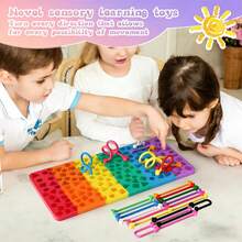 Tableau d'activités sensorielles, jouet anti-stress silencieux en silicone, jouet sensoriel à triturage pour soulager le TDAH, l'autisme et l'anxiété, convient aux enfants autistes et TDAH, tableau anti-stress silencieux avec sac de rangement, convient aux enfants de 3+ ans et aux adultes - Multicolore - Voir 13