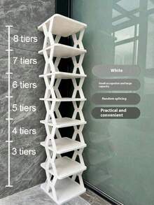 1pc 9/6/3-Tier Vertical Shoe Rack, Space Saving, Narrow Shoe Rack, Small Shoe Rack, DIY Freestanding Shoe Organizer, For Entryway, Closet, Hallway, Easy To Assemble & Sturdy, Black And White, Plastic, With Consumables - Multicolor - View 7