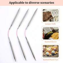 3pcs 9.06 Inch Stainless Steel Circular Knitting Needles, 2.0mm-6.0mm Sizes, Round Weaving Tools, Essential For Knitting Sweaters, Socks, Sleeves, Great For Smooth And Even Yarn - 3 Circular Knitting Needles - View 3