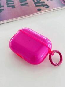 1pc Neon Pink Earphone Case Compatible With Apple 1/2/3/4, Pro/Pro 2, Anti-Drop Protection For New 4th Generation - Hot Pink - View 6