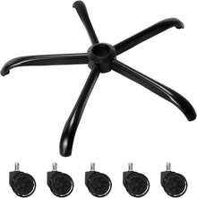 Frassie - Silla de oficina de 25 pulgadas, base de metal de repuesto resistente para silla de computadora de 2500 libras, parte de base con 5 ruedas - Negro - - Ver 8