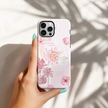 Pink Y2K Collage Phone Case With Sea Turtle & Shell Aesthetic, Summer Beach Style, Compatible With IPhone 17 16 15 14 13 Pro Max Plus 12 11 And Galaxy S24 S25 S26 Plus Ultra - Pink - View 3