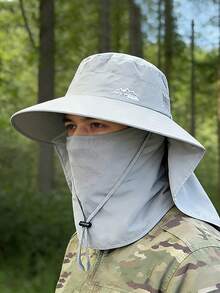 1pc Men's Breathable Mesh Bucket Hat, Summer Sun Protection Fishing Cap, Versatile Lightweight Outdoor Hiking Hat With Neck Cover - A - View 4